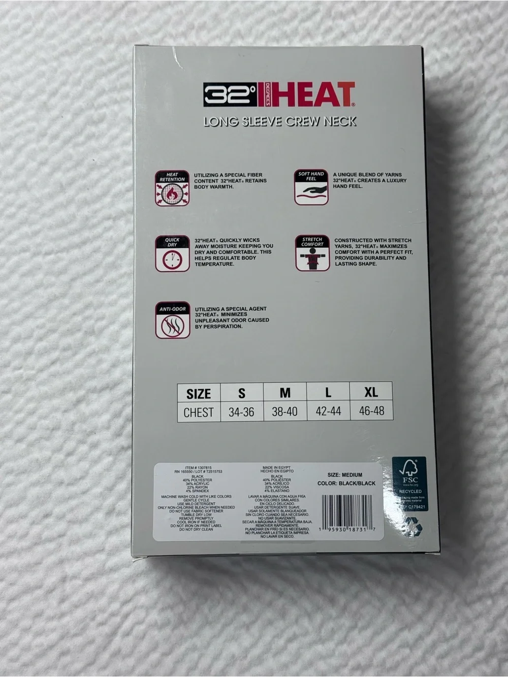 32 Degrees Heat Men’s Long Sleeve Crew Neck Thermal Shirt 2-Pack Medium New